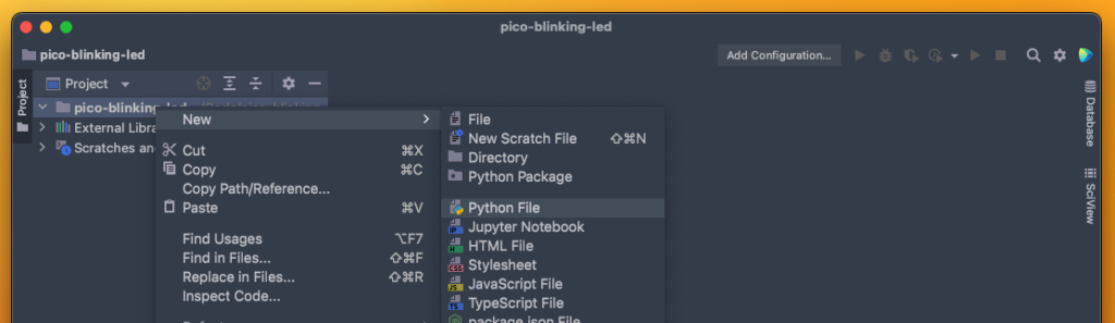 PyCharm - New File