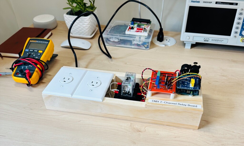 Finished 2-Channel DMX Switch With Relays, Breadboard & Arduino