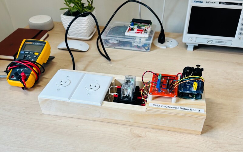 Finished 2-Channel DMX Switch With Relays, Breadboard & Arduino