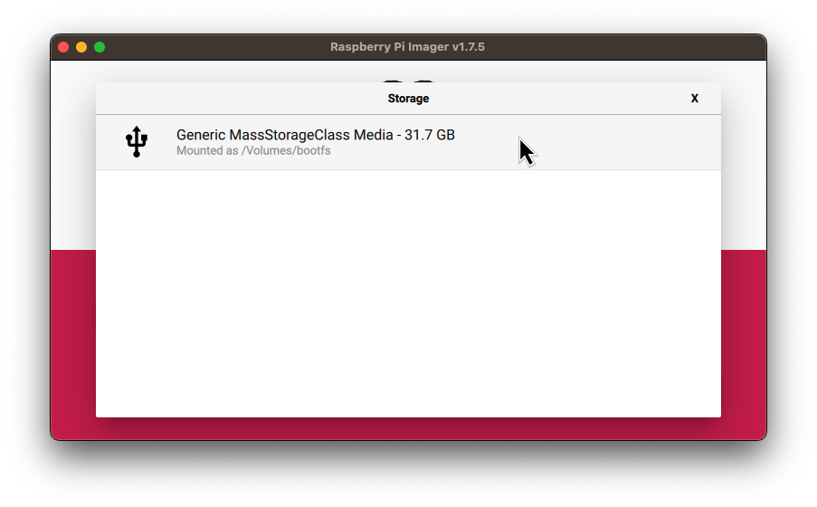 Raspberry Pi Imager - SD Card