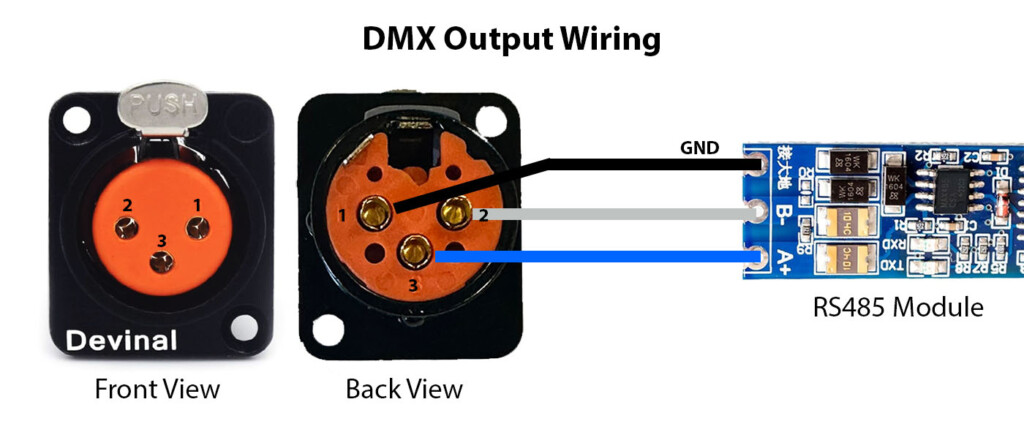 DMX output pinout diagram (3-Pin)