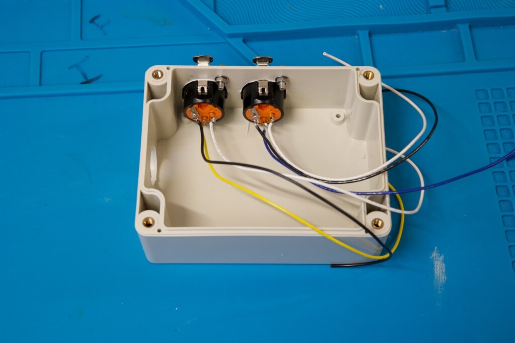 DMX (XLR) jacks mounted in the project enclosure (Back)