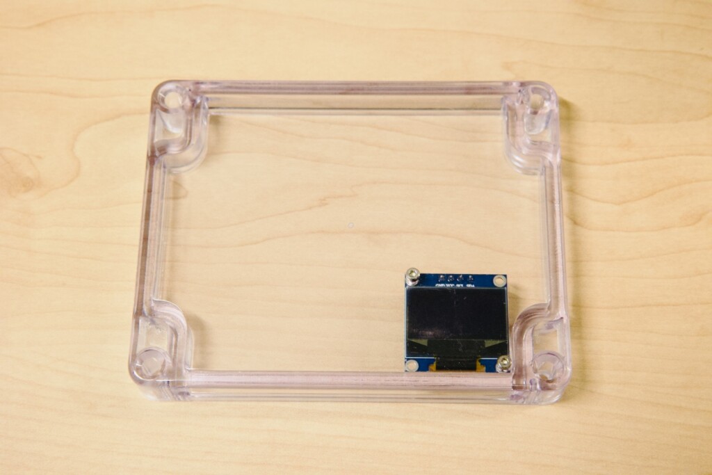 Front of the OLED mounted to project enclosure